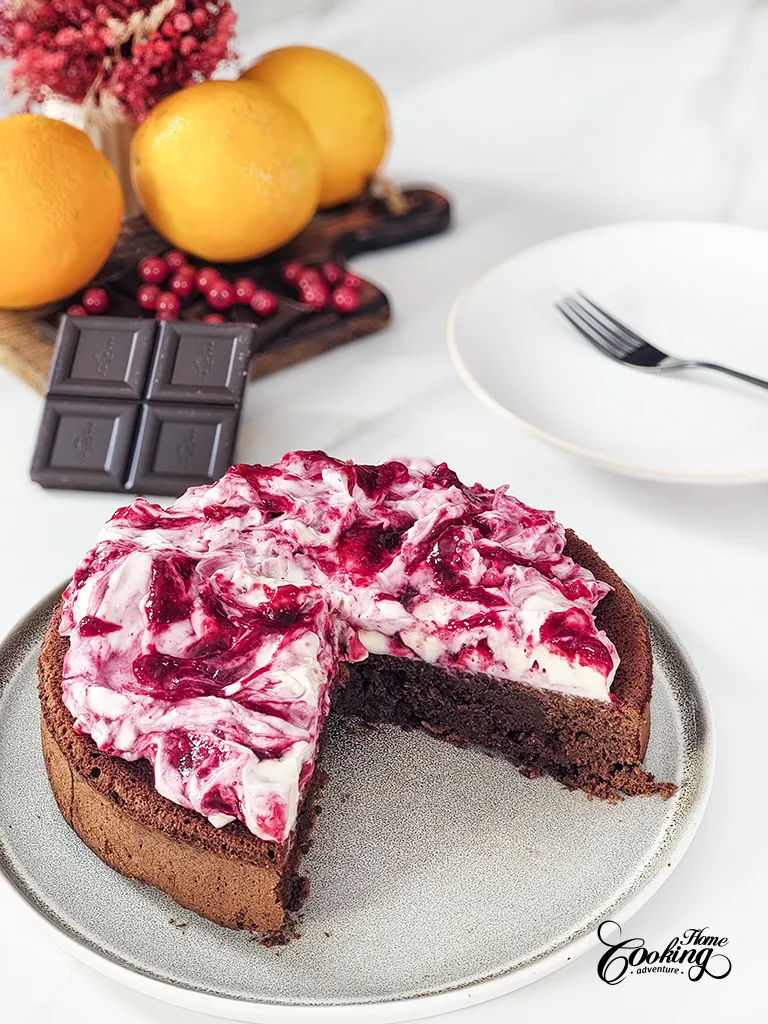 Chocolate Cranberry Cake vertical image